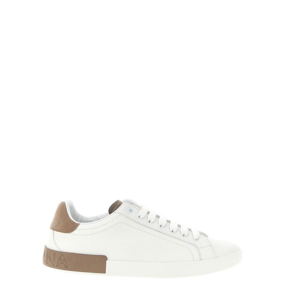 Dolce & Gabbana Beige Calfskin Low Top Men's Sneakers
